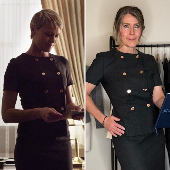 Cedric Charlier wool herringbone dress. Color is charcoal grey. Size 2. - Picture 3 of 10